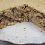Vegetarian Pot Pie with slices cut out