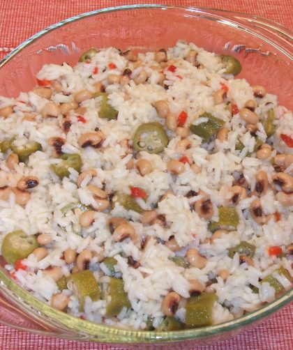 Serving bowl of Southern Rice Salad