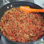 Beef and Rice Skillet in a pan