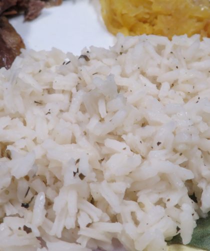 Herbed rice on a dinner plate