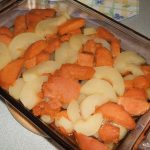 Baking pan filled with Maple Yams and Pears