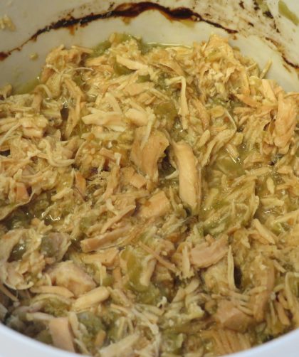 Green Salsa Chicken in a slow cooker