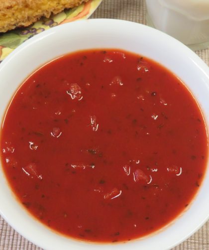 Bowl of tomato basil soup