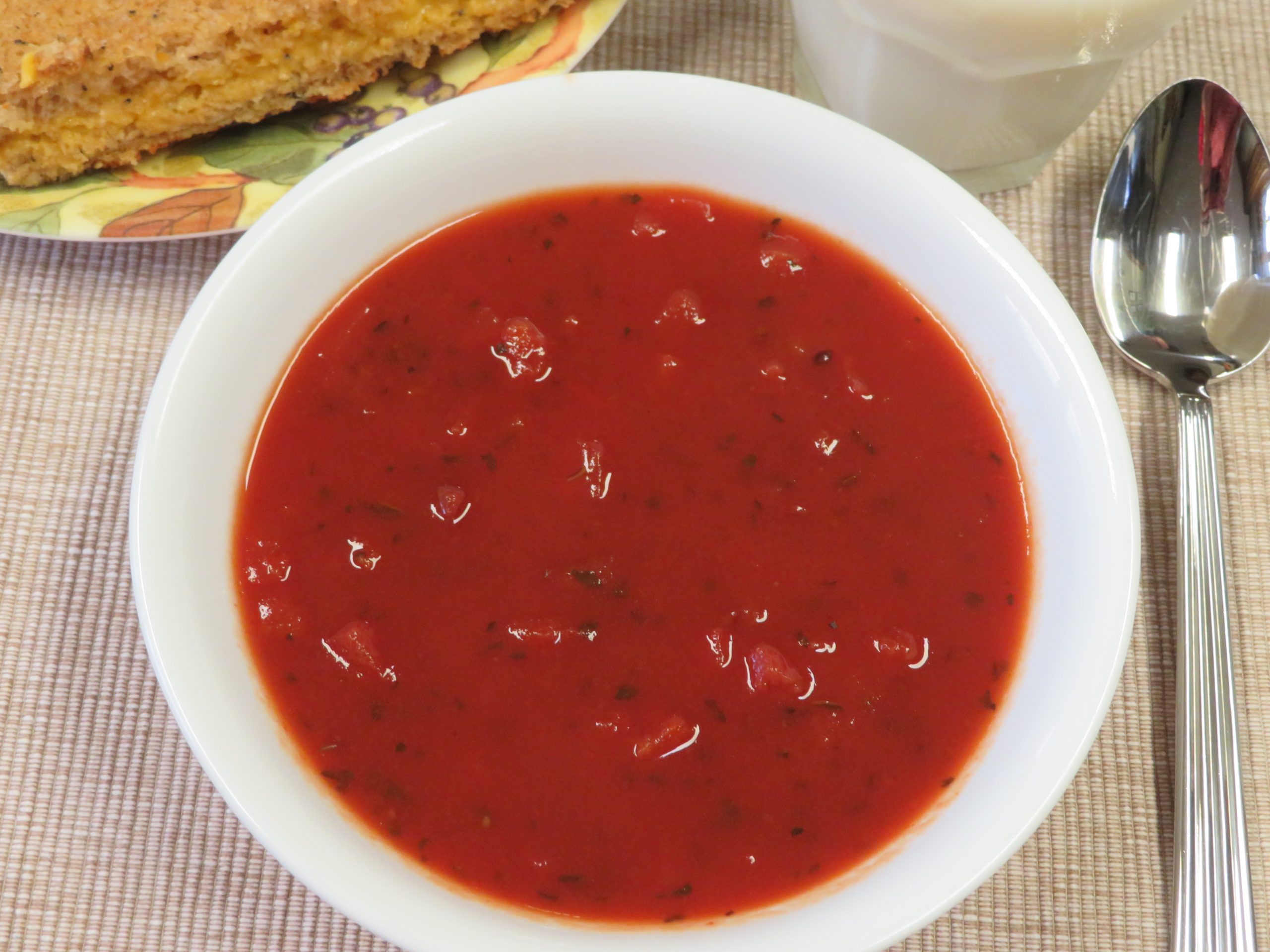 Bowl of tomato basil soup