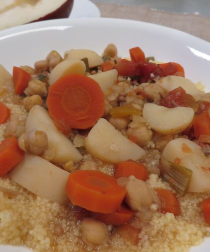 A bowl of Chickpea Stew over couscous