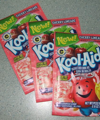 Packets of Cherry Limeade Kool-Aid