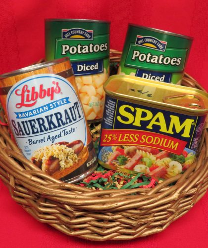 Bavarian Spam Skillet ingredients in a basket