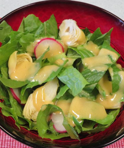 Bowl of salad with Honey Mustard Dressing