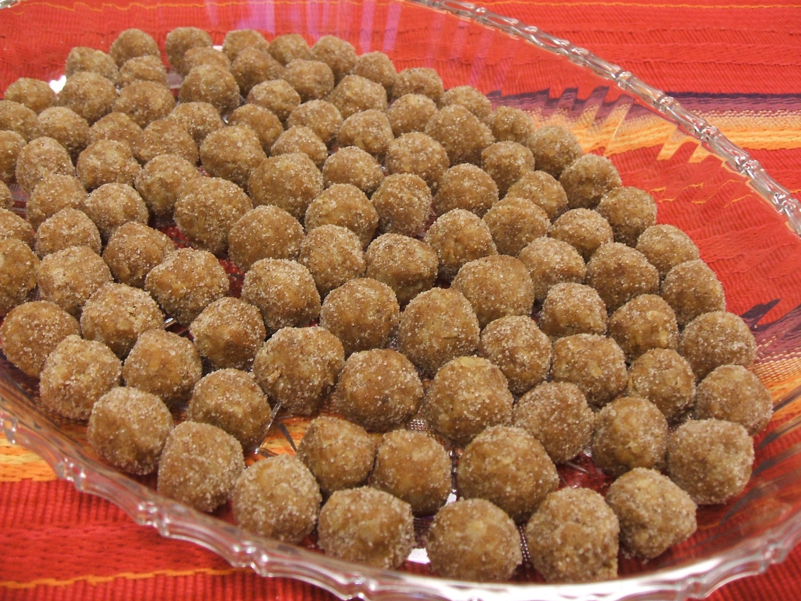 A platter of peanut butter oatmeal candy balls