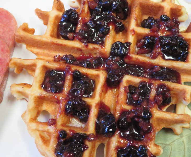 Blueberry Maple Pecan Conserve on a waffle